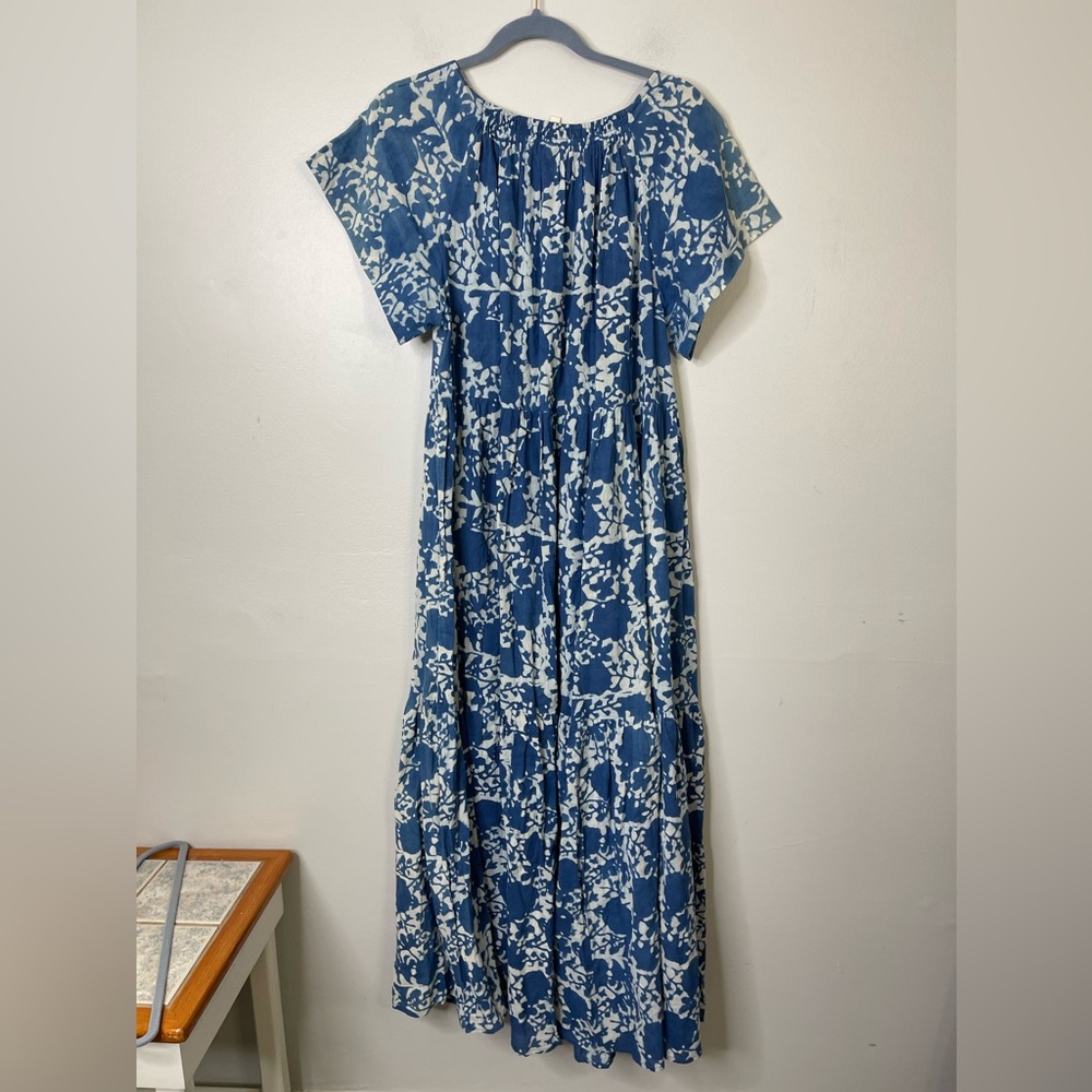 Mirth Caftans VIENNA MAXI DRESS in Blue Floral Sz XL Handcrafted in India Cotton - Picture 11 of 14